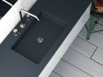 Plan vasque Design, sur mesure, Largeur 60 à 200 cm x Profondeur 40 à 60 cm, résine minérale de couleurs ACRYSTONE®, Finition lisse, Livraison Offerte et Rapide.